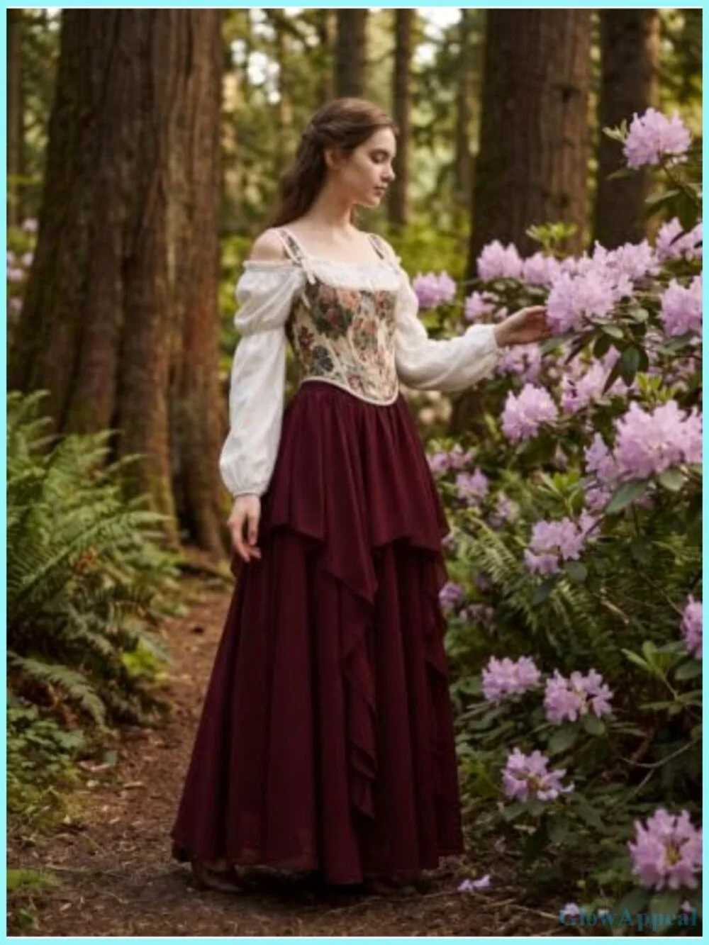 Women's Renaissance Maxi Skirt High Waist A-Line Flowy Ruffle Chiffon Lined